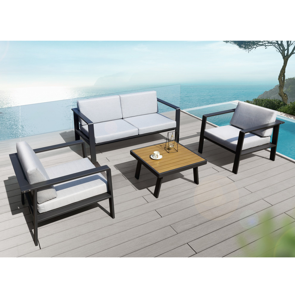 Higold 3801 Nofi 4 Pieces Outdoor Conversation Set with Loveseat, Matte