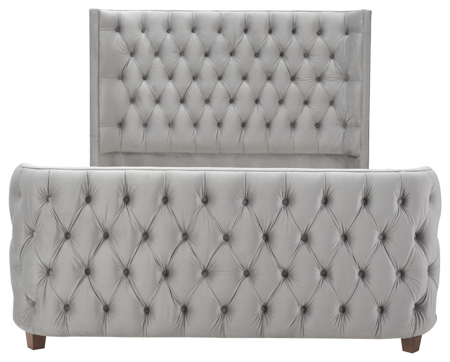 Brooklyn Tufted Bed Transitional Panel Beds By Jennifer Taylor Brooklyn Tufted Bed Opal Gray Queen