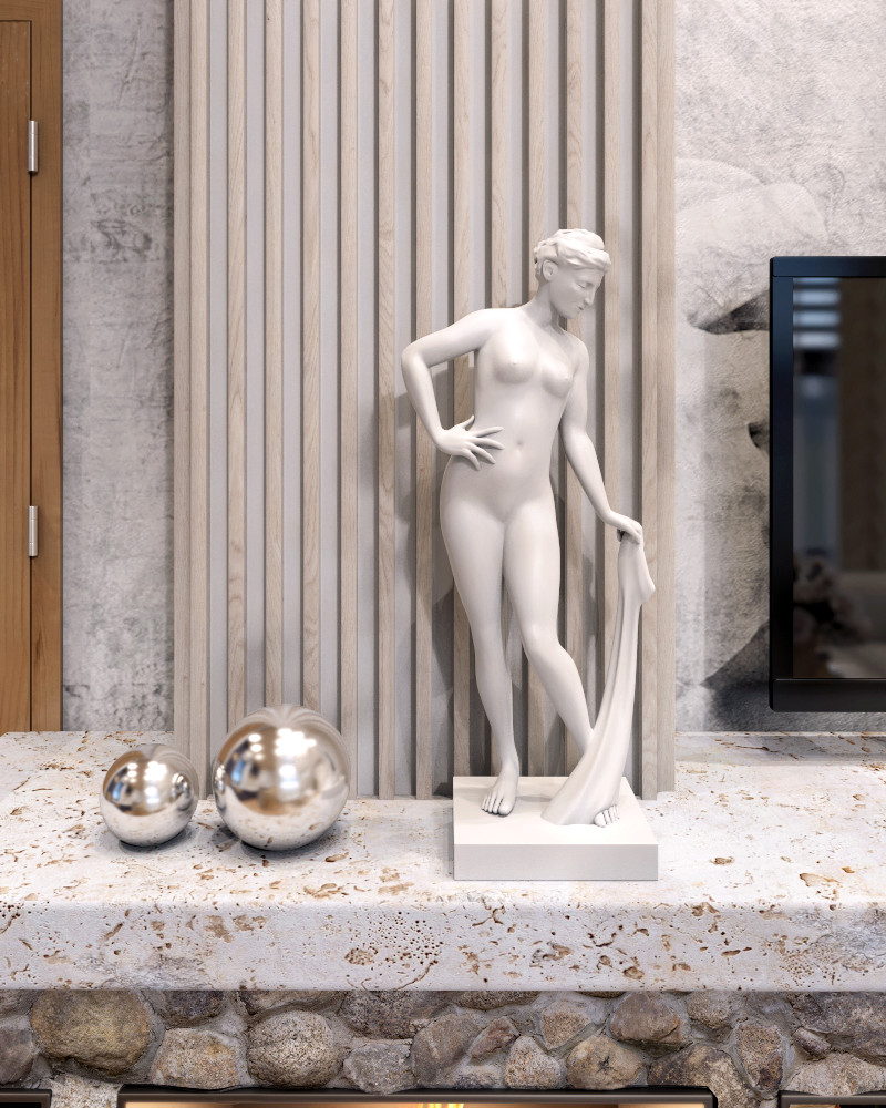 Дизайн проект гостиной с кухней в загородном доме