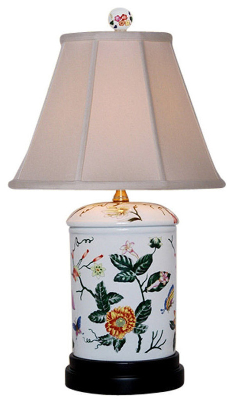 Round Floral Jar Table Lamp 20"