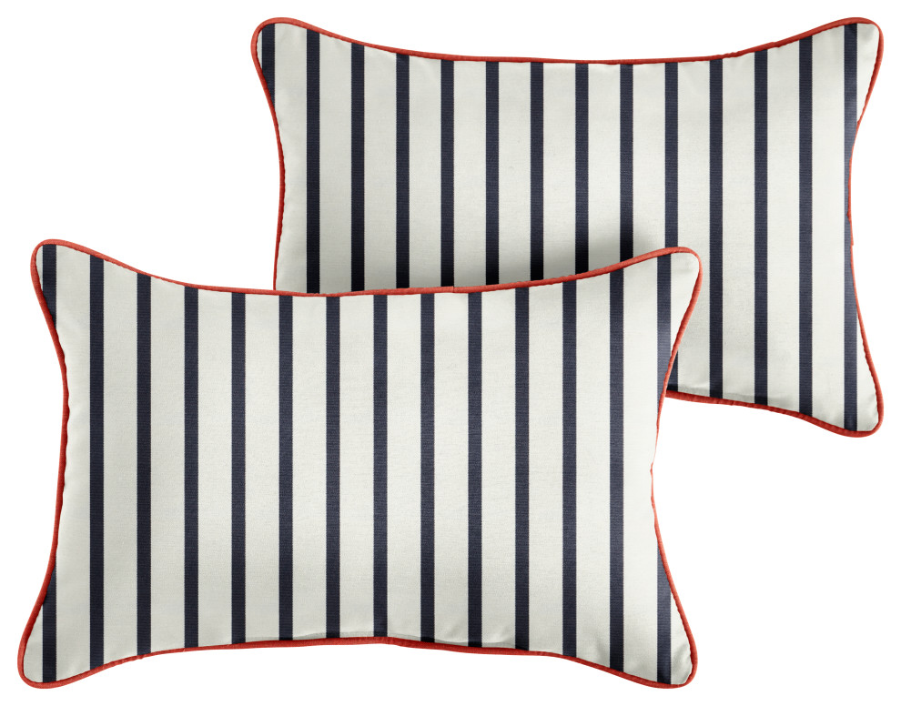 Sunbrella Lido Indigo Outdoor Pillow Beach Style Outdoor Cushions