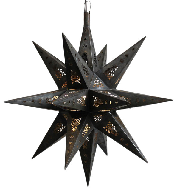 Moravian Tin Star Lantern Large, Moravian Star Outdoor String Lights