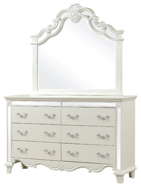 Milan Mirror Framed Dresser made with Wood in White - Traditional ...