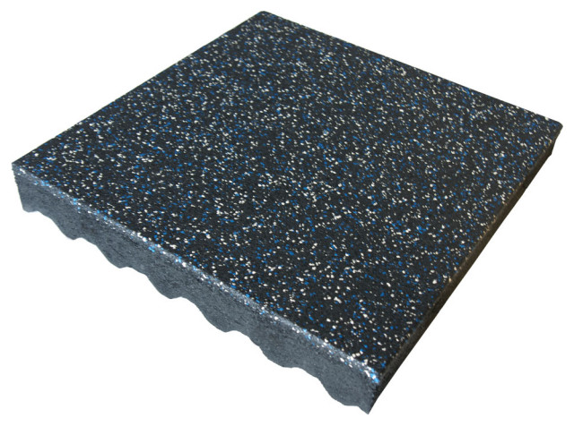 Eco-Safety Interlocking Tiles 3", Blue/White Speckled, 2-Pk