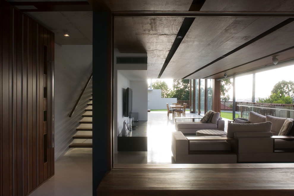 Inspiration for a contemporary living room in Brisbane.