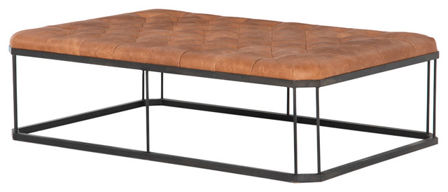 Four Hands Isle Leather Ottoman Brandy Footstools And Ottomans By Hedgeapple - Tan Leather Ottoman Coffee Table Four Hands Isle Leather Ottoman Brandy Footstools And Ottomans By Hedgeapple - Tan Leather Ottoman Coffee Table