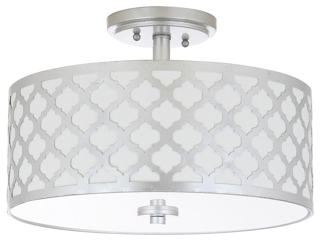 Safavieh Kora Quatrefoil 3 Light 15 Silver Black White Safavieh Kora Quatrefoil 3 Light 15