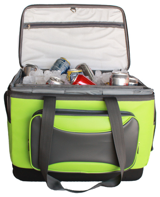Shop Houzz Picnic Pack Picnic Pack Collapsible Rolling Cooler, Lime Green Coolers And Ice Chests
