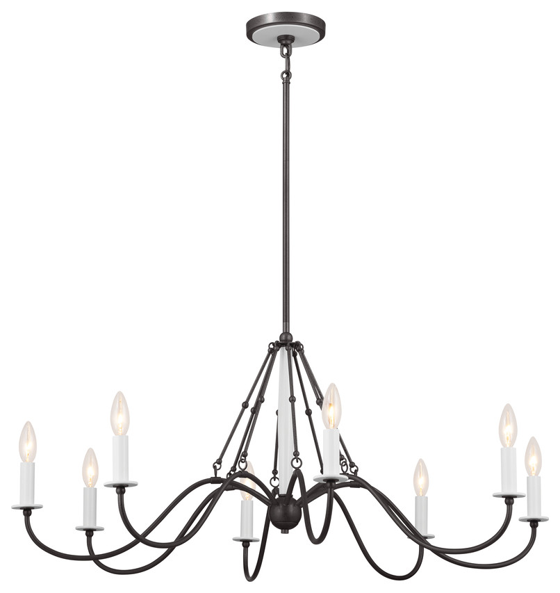 Freesia 8Light Transitional Chandelier in Anvil Iron, 17.000