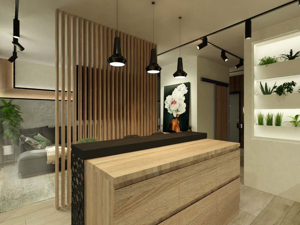 Студия 40 м2 | Зеленые акценты