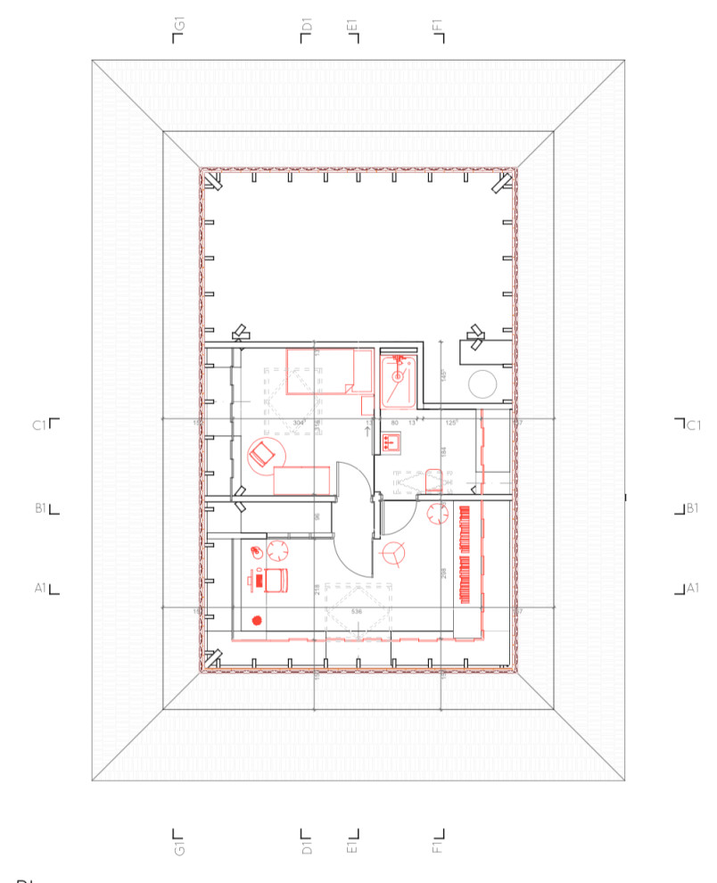 Aménagement des combles d'une maison de plein pied, option 2 plan