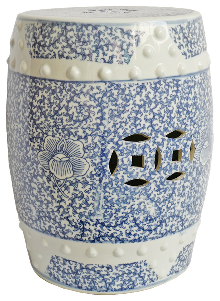 Blue White Ceramic Garden Stool Asian Accent And Garden Stools By Design Mix Furniture