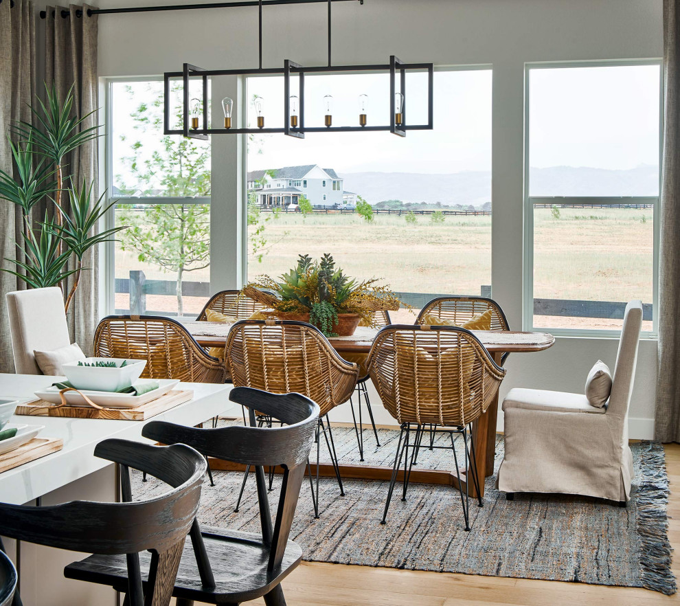 Example of a transitional dining room design in Denver