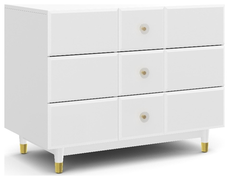 Little Seeds Aviary 3Drawer Dresser with Gold Hardware in White