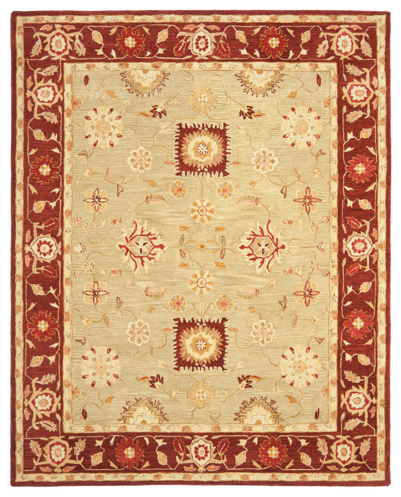 Red 2'3 x 12' Safavieh Anatolia Collection AN556F Handmade Traditional Oriental Premium Wool Runner Sage 