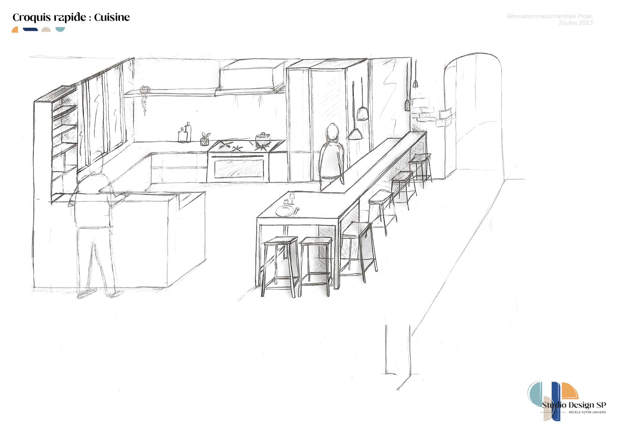 Design d'espace organisation de l'ensemble du RDC et étage pour une rénovation