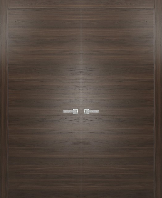 Interior Modern French Double Doors | Planum 0010 Chocolate Ash, 72"x96"