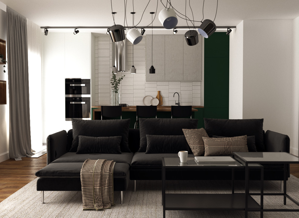 Квартира в оттенках серого и зеленого