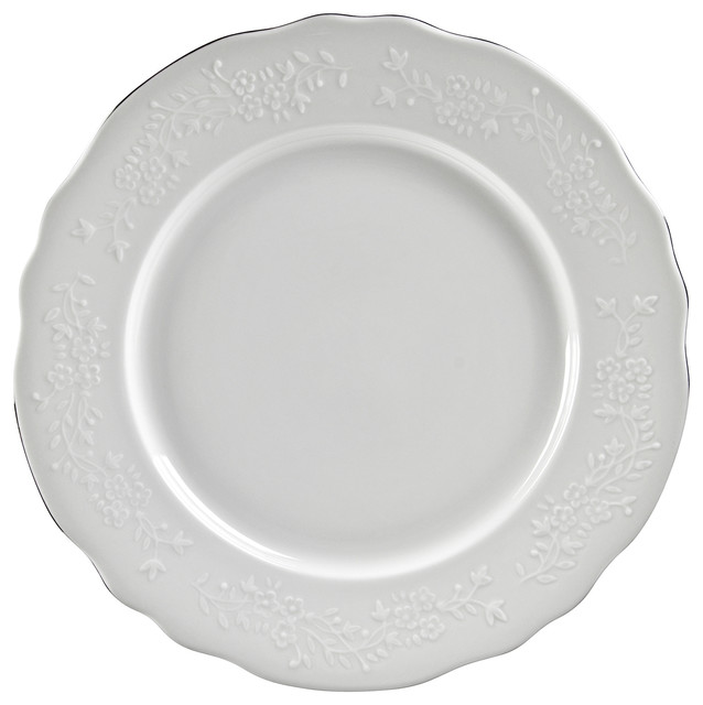 Vine Silver Line Dinner Plates, Set of 6 Contemporary Dinner Plates