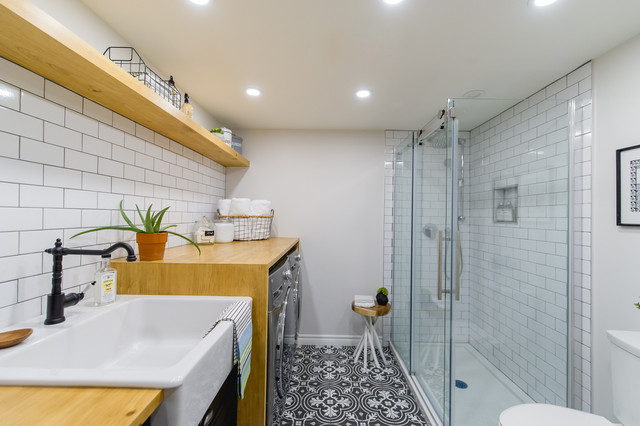 A Bathroom And Laundry Room In 85 Square Feet