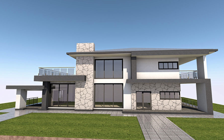 Проект большого 2-х этажного коттеджа в современном стиле