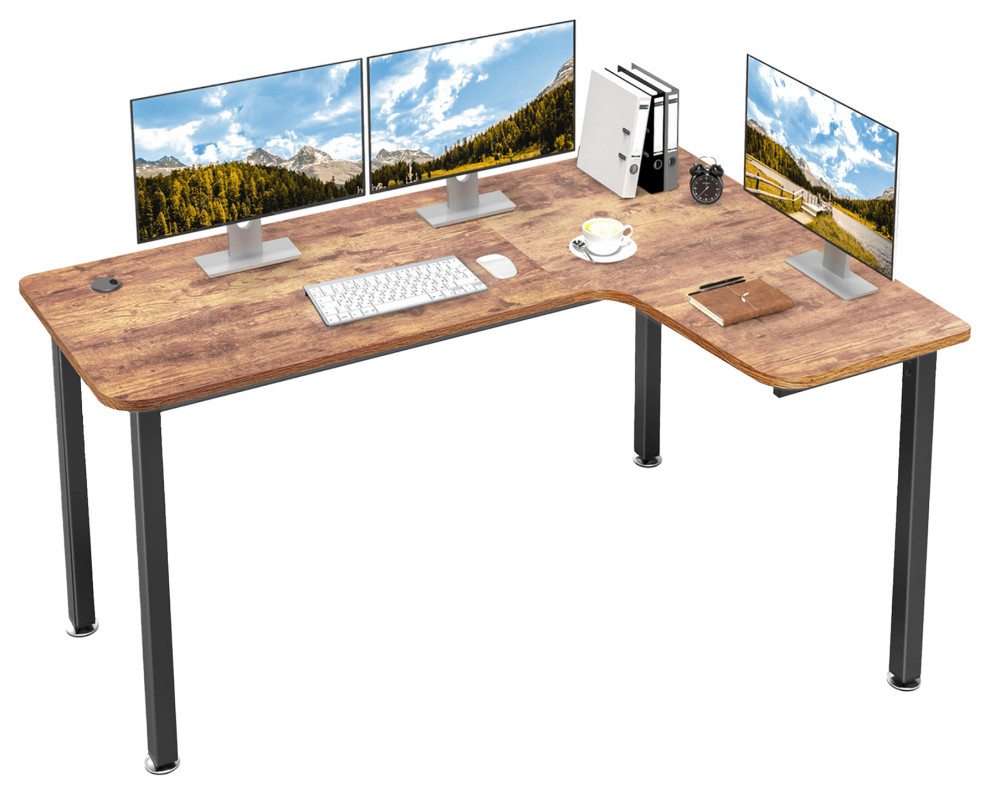 Eureka Ergonomic Computer Desk, 60Inch Right Side, Vintage Brown Industrial Desks And