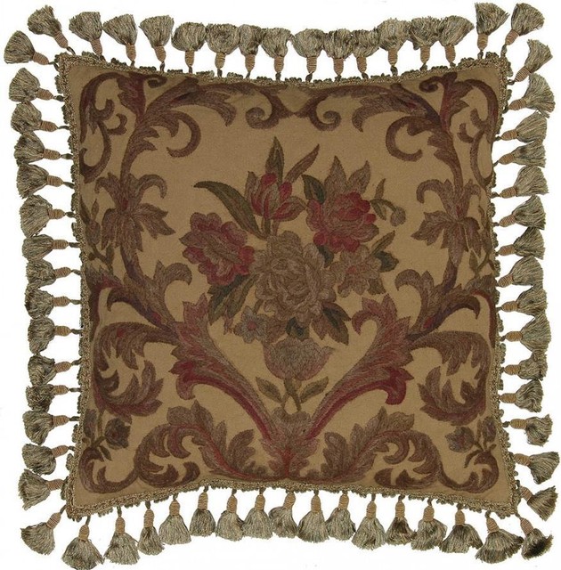 New Floral HandEmbroidered Throw Pillow Traditional Decorative