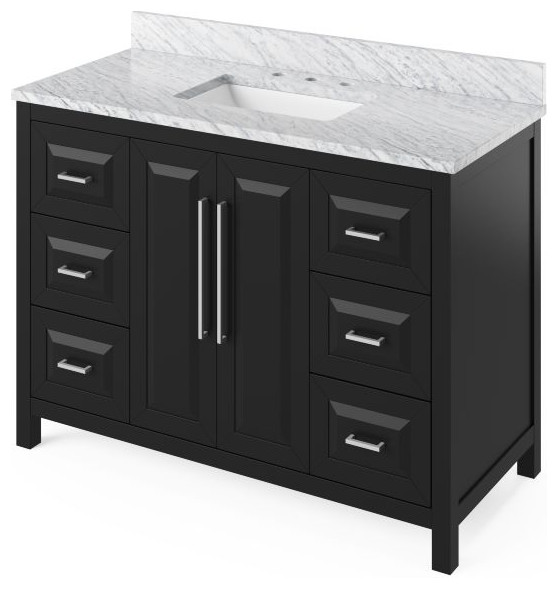 Jeffrey Alexander Cade 48" Black Single Sink Vanity With Marble Top