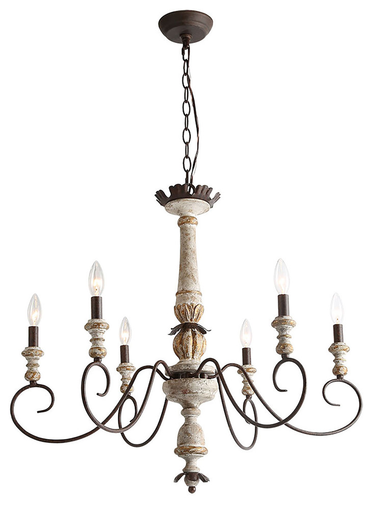 LNC 6-Light Retro-white Shabby-Chic French Country Chandelier Rust ...