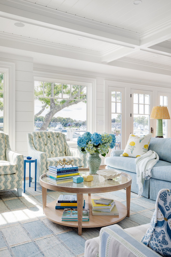 Example of a beach style sunroom design in Providence
