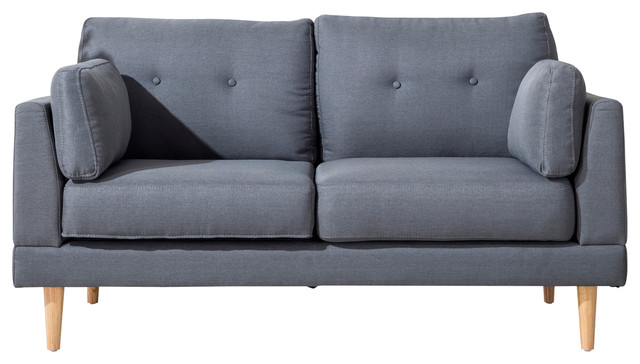 Mid Century Modern Ultra Plush Linen Fabric Loveseat Midcentury Mid Century Modern Ultra Plush Linen Fabric Loveseat Dark Gray