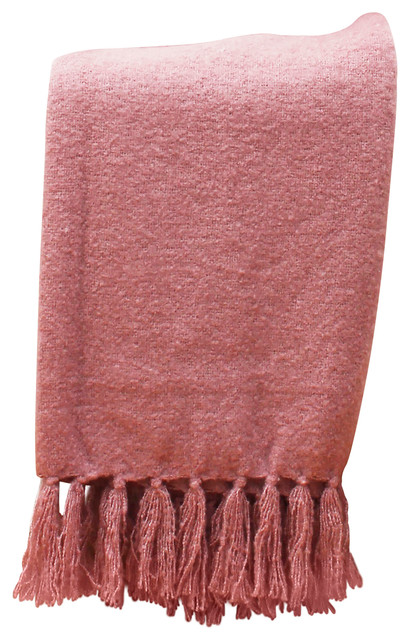 50"x60" Mack Knit Mohair Decorative Throw, Wood Rose