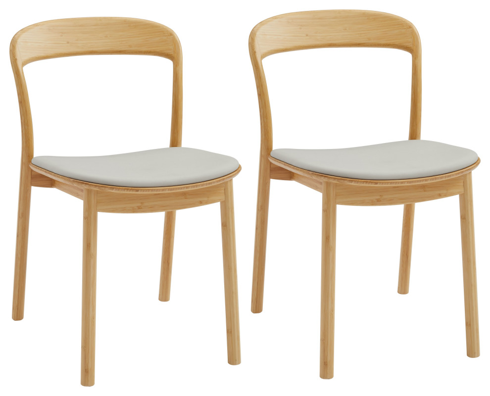 Hanna Dining Chair Leather Seat, Wheat, Set of 2 Midcentury Dining