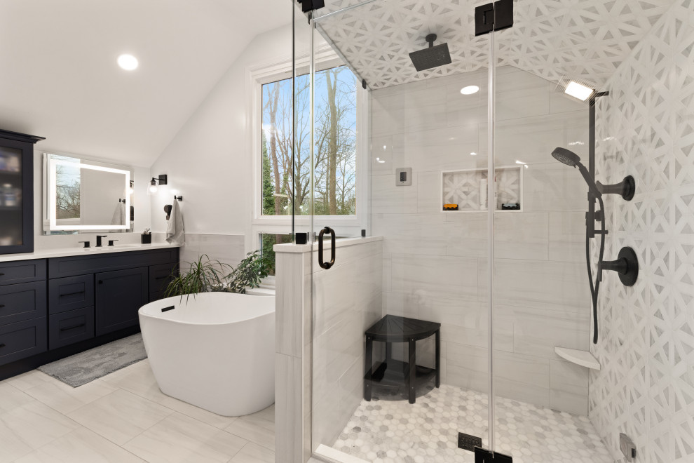 Modern Steam Shower Bathroom Remodel in Reston, VA - Transitional ...
