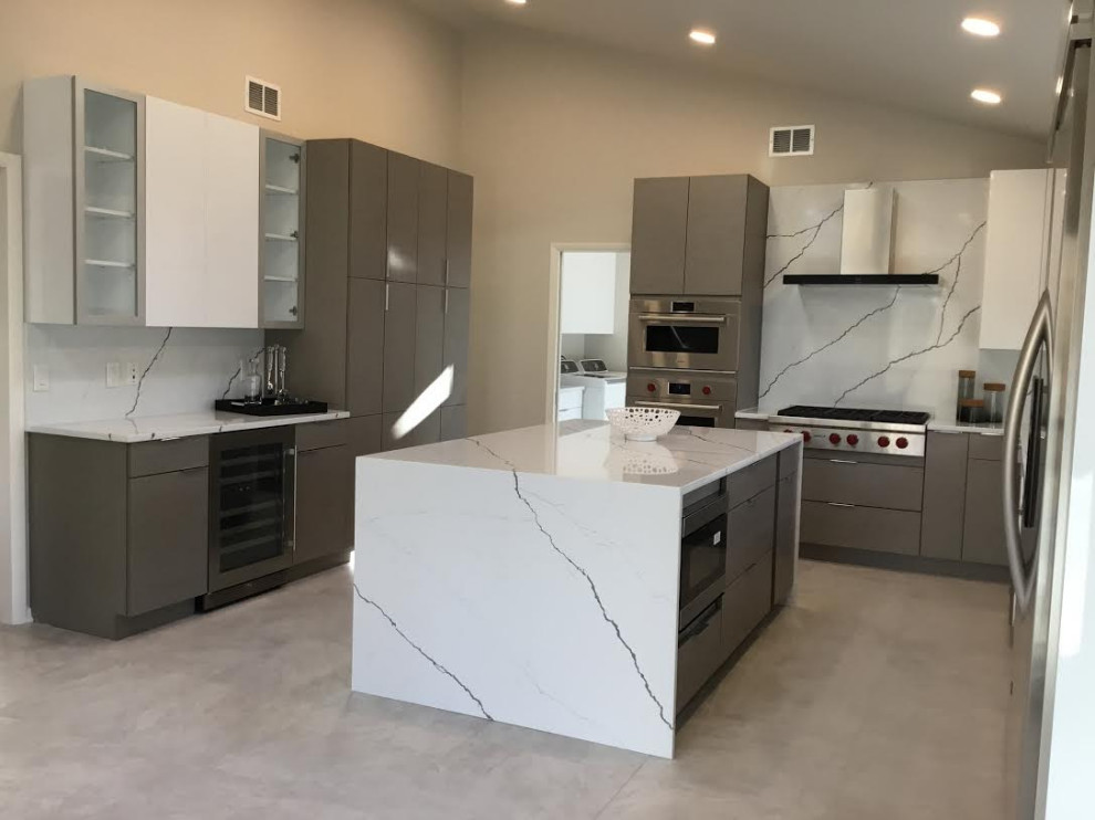 Contemporary Two Toned Kitchen and Laundry Room