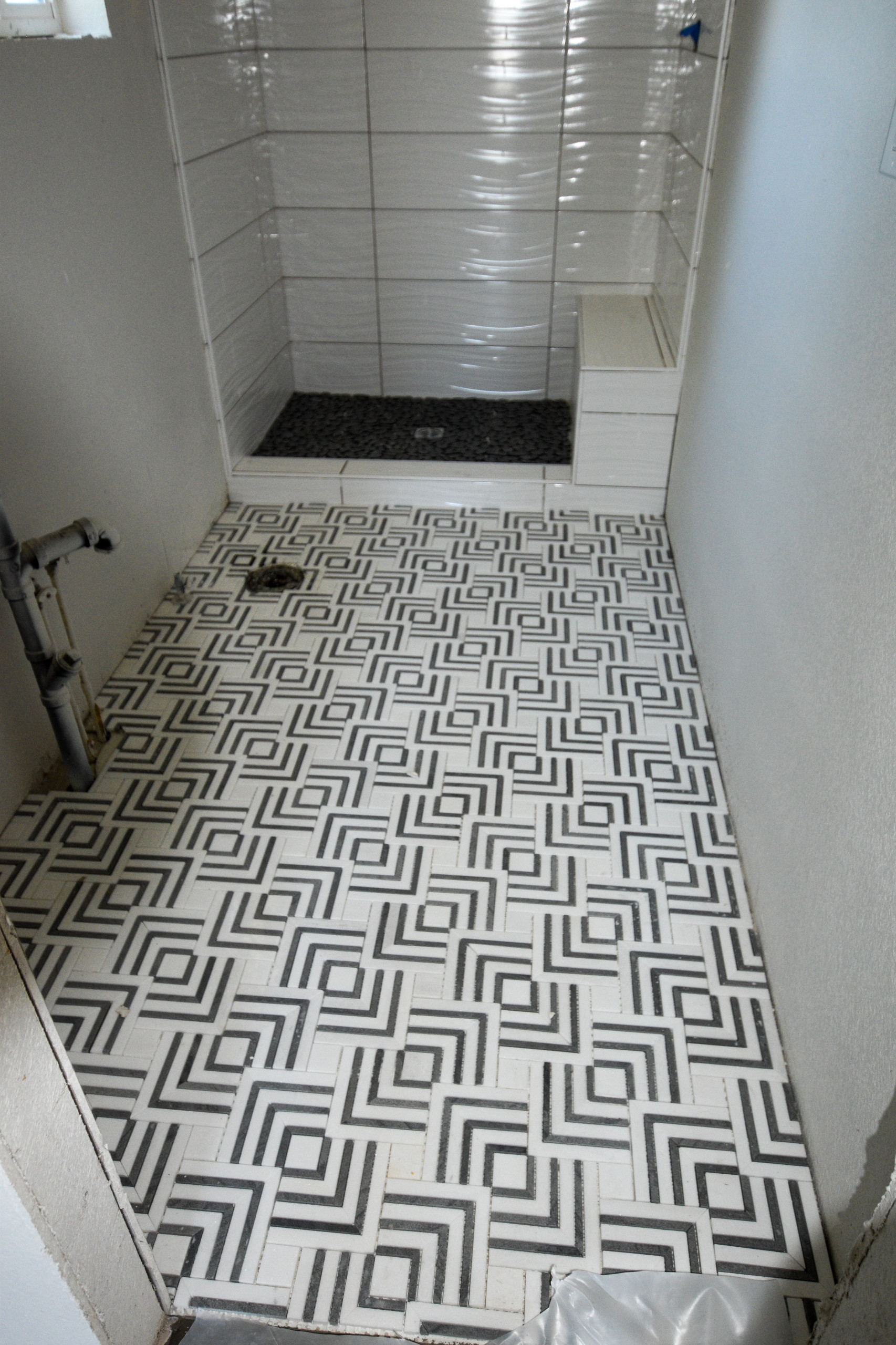 White Clean Modern Walk In Shower