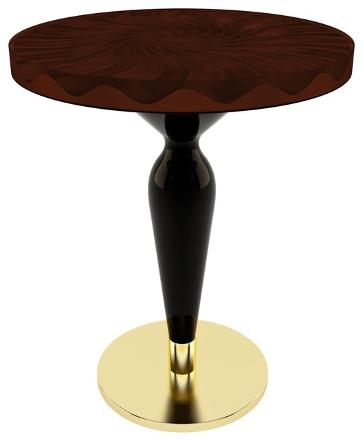 Modern Spiral Wavy Round Table, Epoxy Resin & Wood, Brown