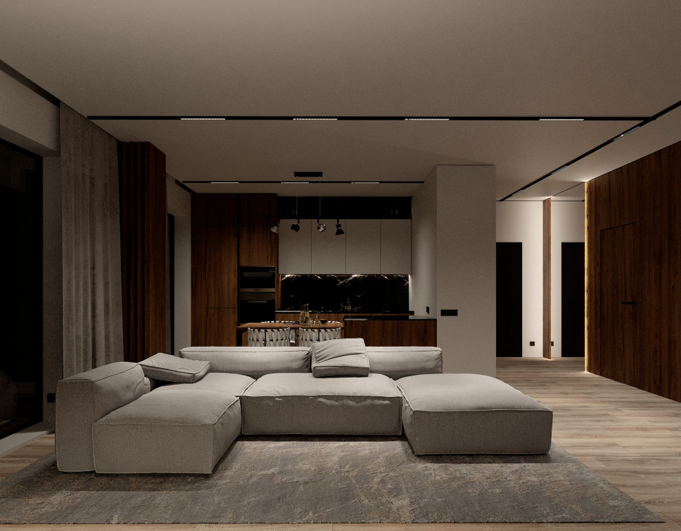 Дизайн концепция кухни-гостиной