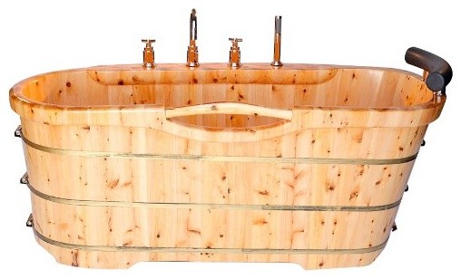 Free Standing Oak Wood Bath Tub