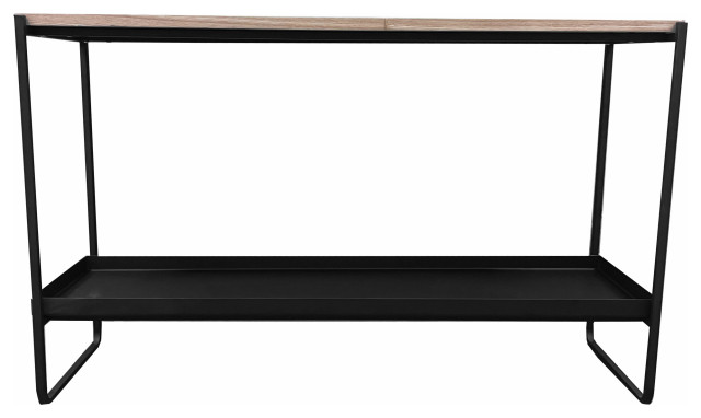 Pangea Home Vila 2-Tier Modern Wood Veneer/Metal Console in Black