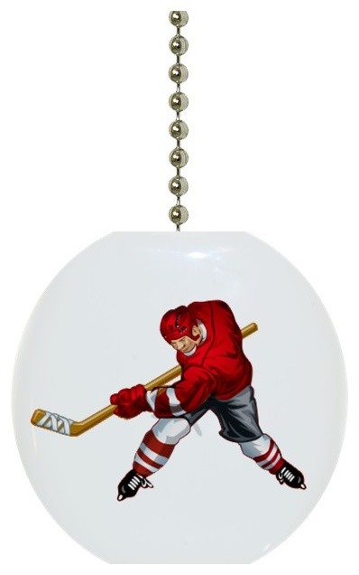 Red Hockey Player Ceiling Fan Pull