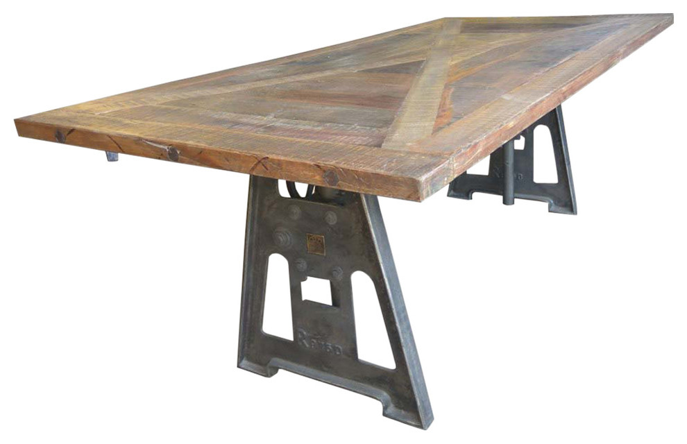 Baron Reclaimed and Wooden Top Adjustable Crank Table