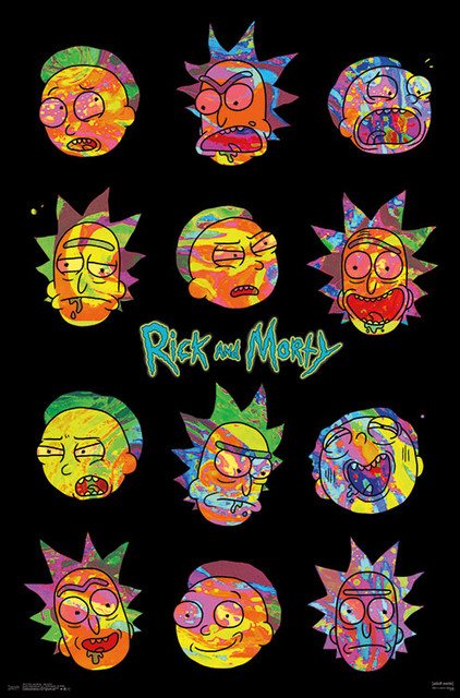 Rick And Morty Vaporwave Poster Contemporary Kids Wall Decor By Trends International