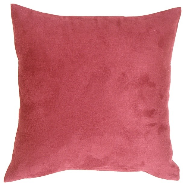 Pillow Decor - 18 x 18 Royal Suede Pink Throw Pillow