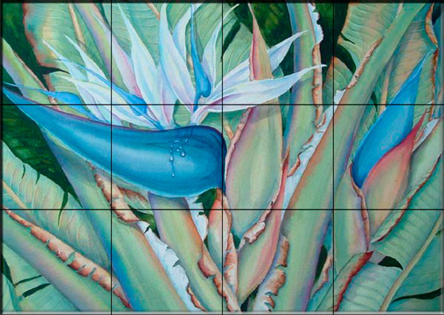 Tile Mural, Tropical Beauty by Linda Lord
