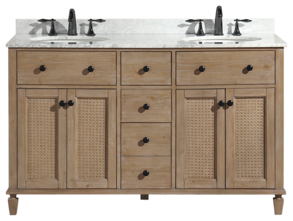 Annie 55" Double Bathroom Vanity Weathered Fir Farmhouse Bathroom