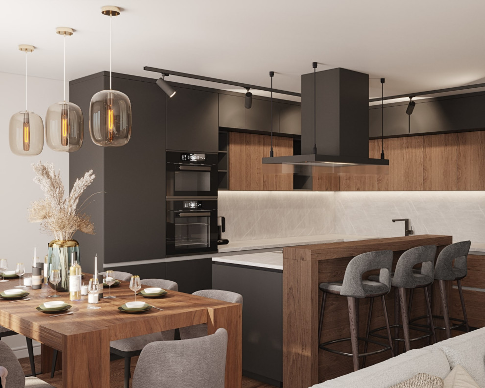 Кухня-гостиная и ванная на Комендантском проспекте