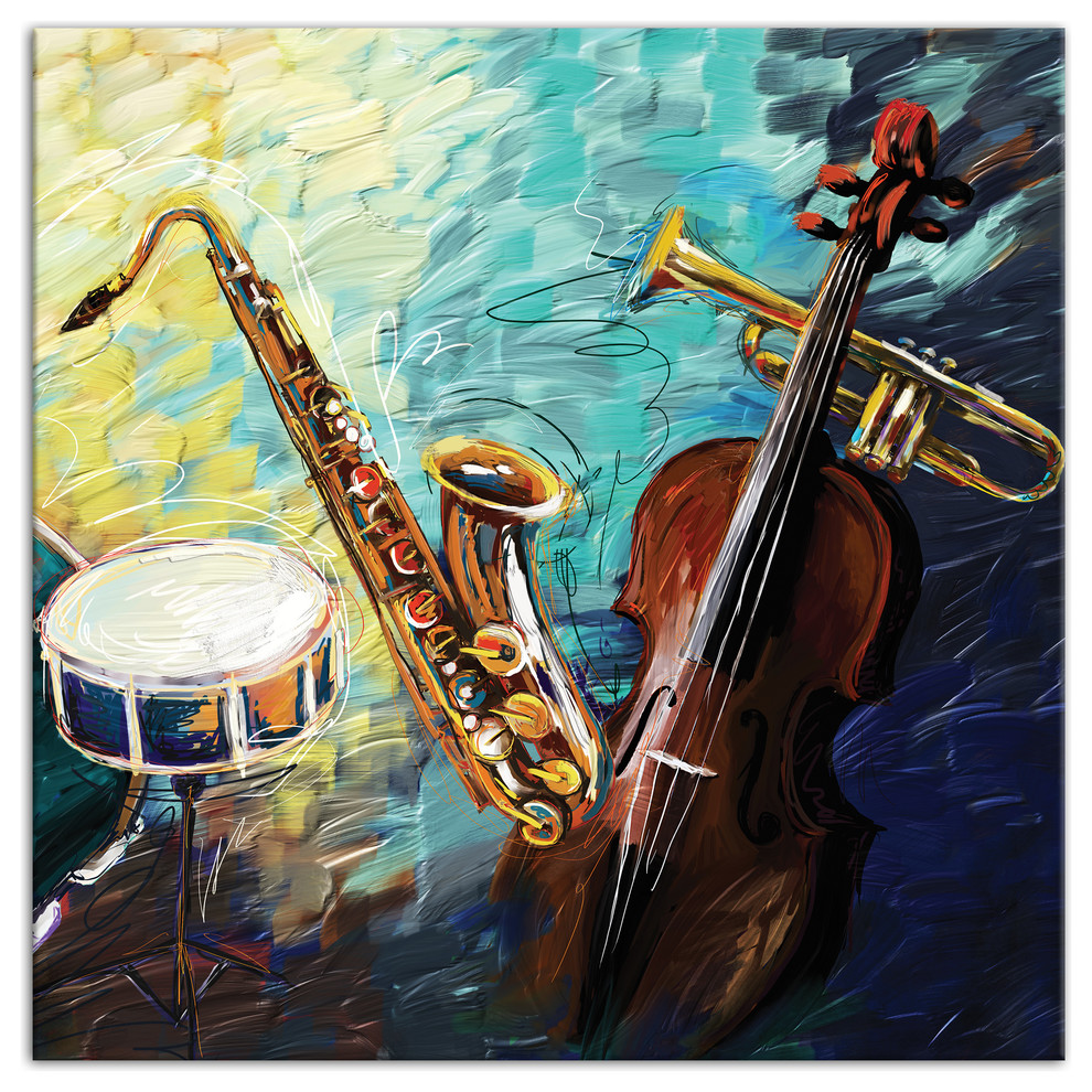 Painted Jazz Band 20"x20" Print on Canvas