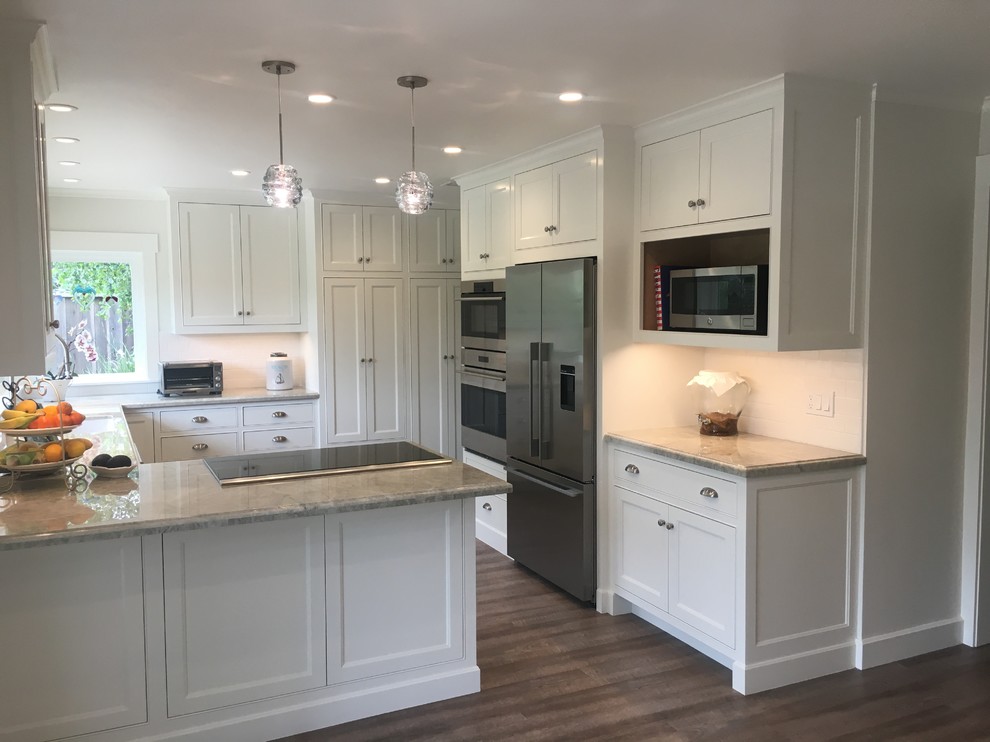 Example of a mid-sized transitional kitchen design in Santa Barbara