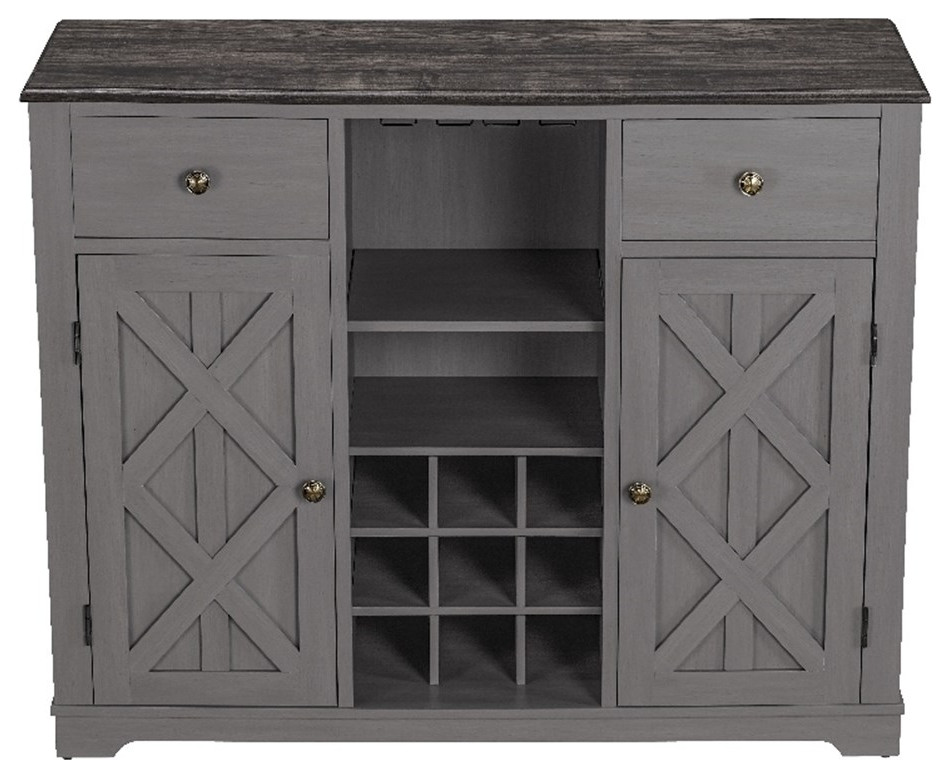 LIVILAND 47 in. Gray Wood Bar w/ Brushed Nickel Knobs